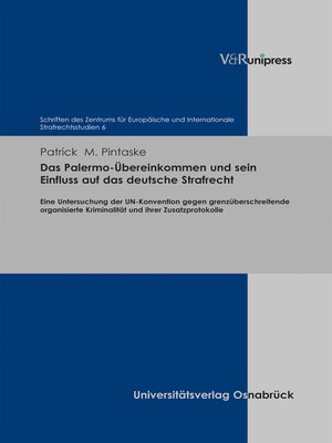 cover image of Das Palermo-Übereinkommen und sein Einfluss auf das deutsche Strafrecht
